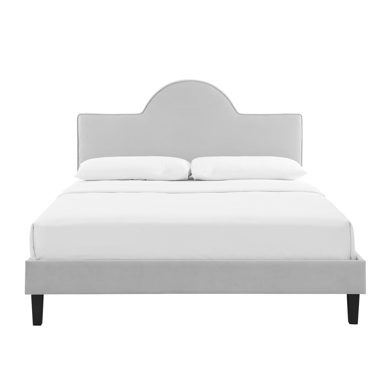 Dusk Upholstered Velvet Queen Bed, Light Gray
