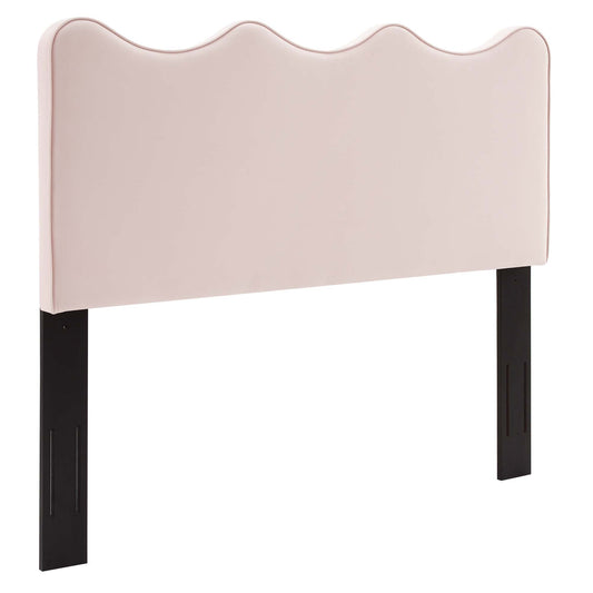 Ondine Upholstered Velvet Twin Headboard, Pink