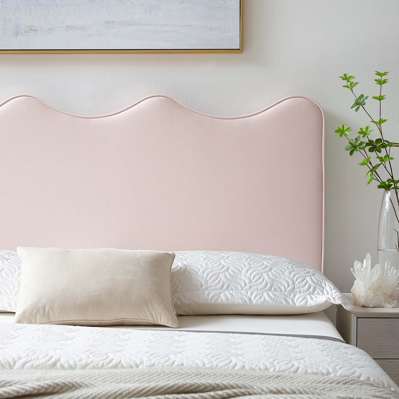 Ondine Upholstered Velvet Full | Queen Headboard, Pink