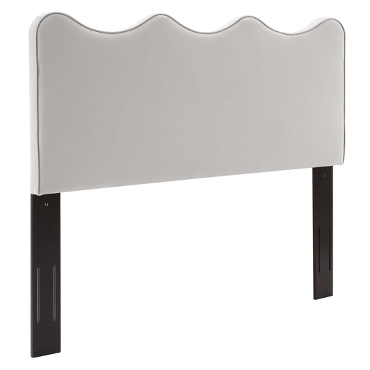 Ondine Upholstered Velvet King | California King Headboard, Light Gray