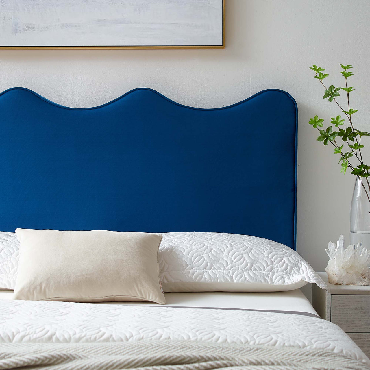 Ondine Upholstered Velvet King | California King Headboard, Navy