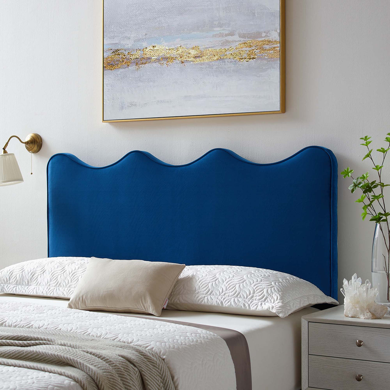 Ondine Upholstered Velvet King | California King Headboard, Navy