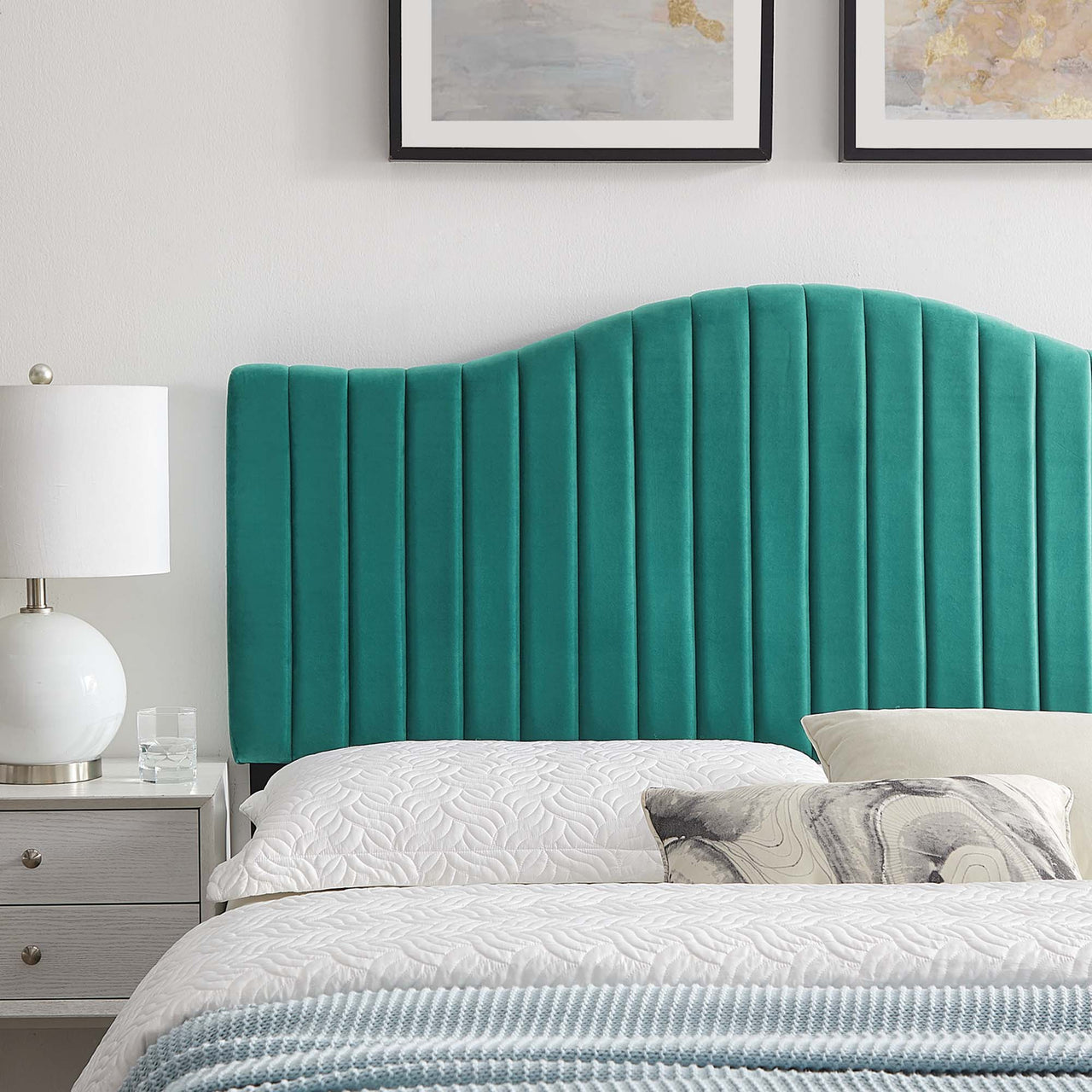Bree Velvet Full | Queen Headboard, Teal