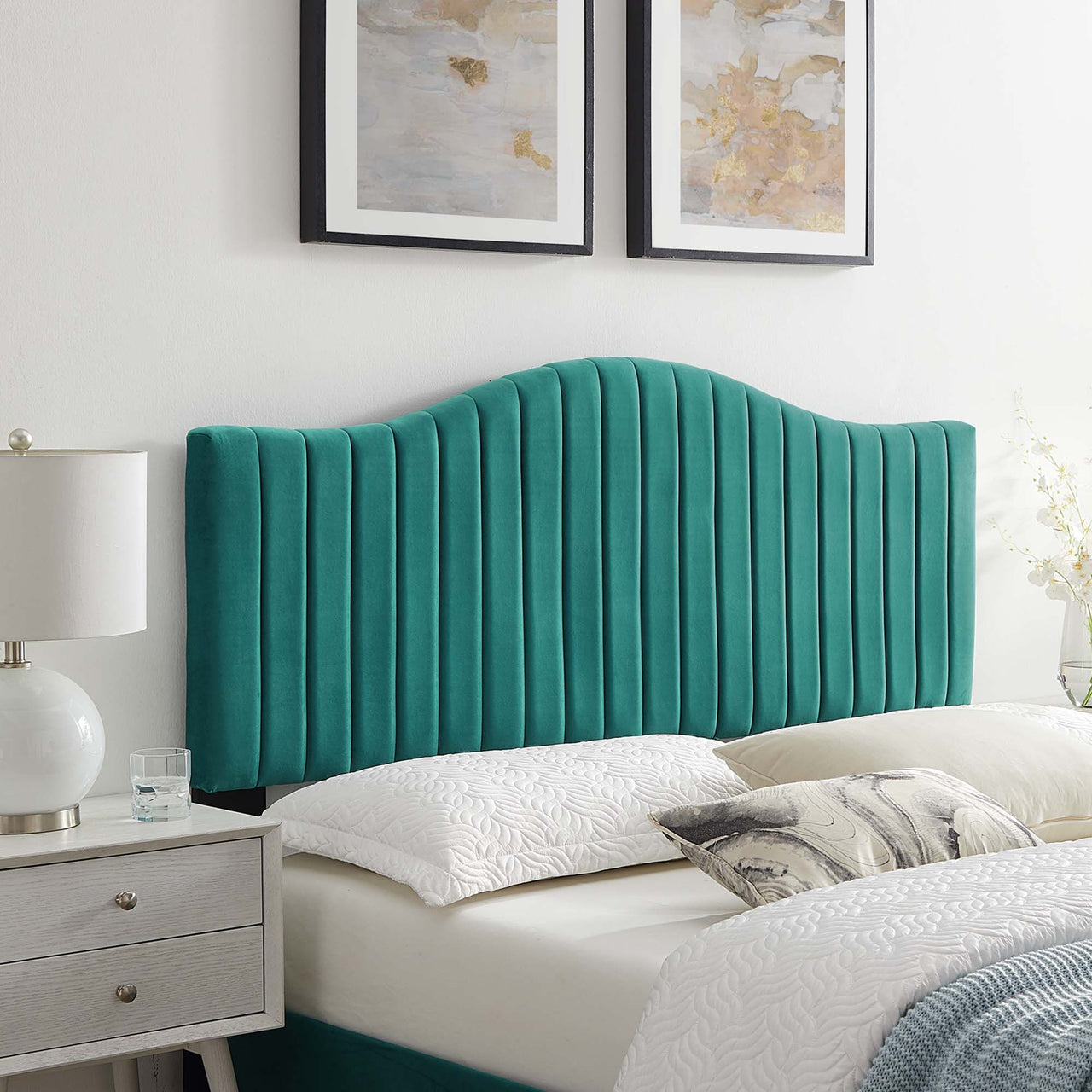 Bree Velvet Full | Queen Headboard, Teal