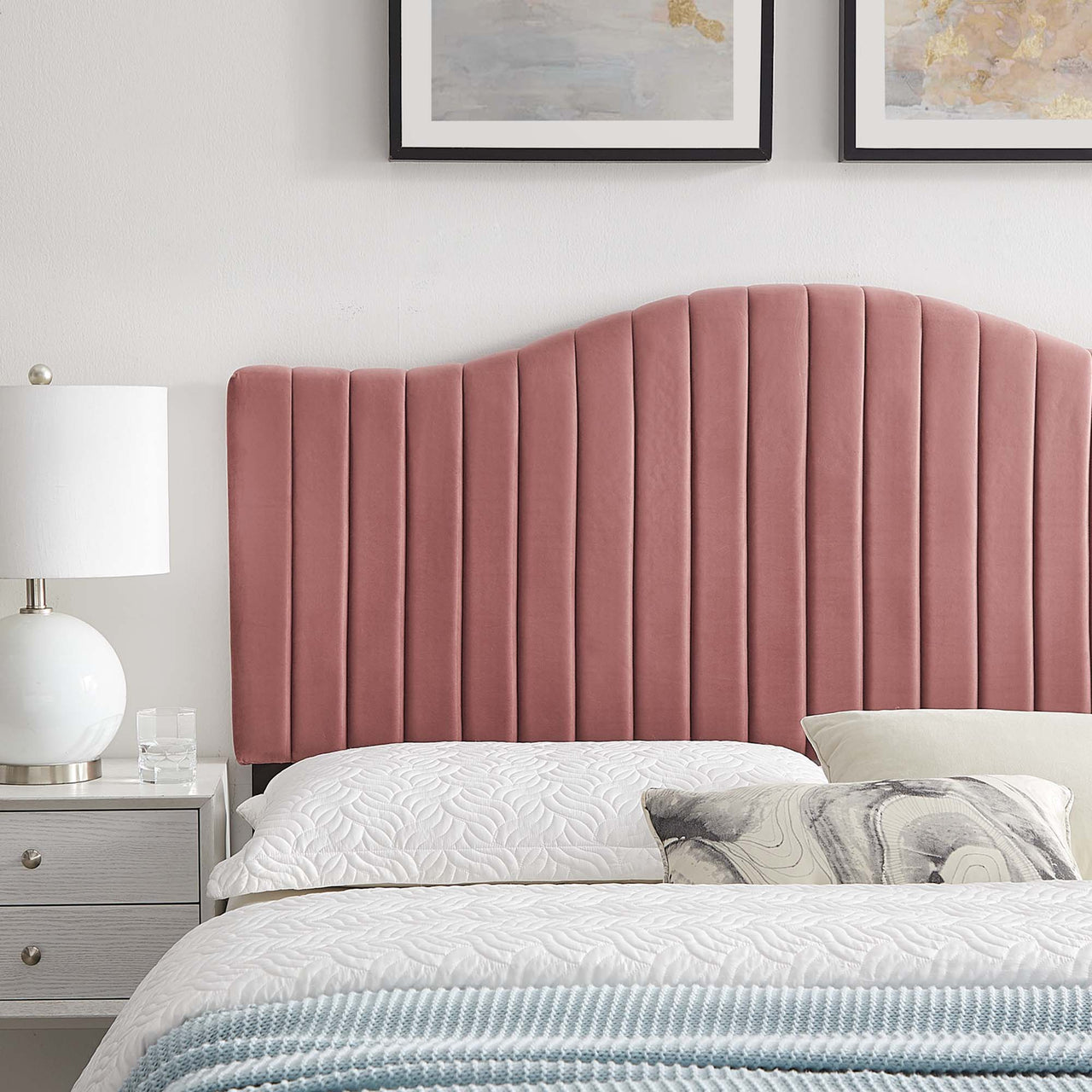 Bree Velvet King | California King Headboard, Dusty Rose
