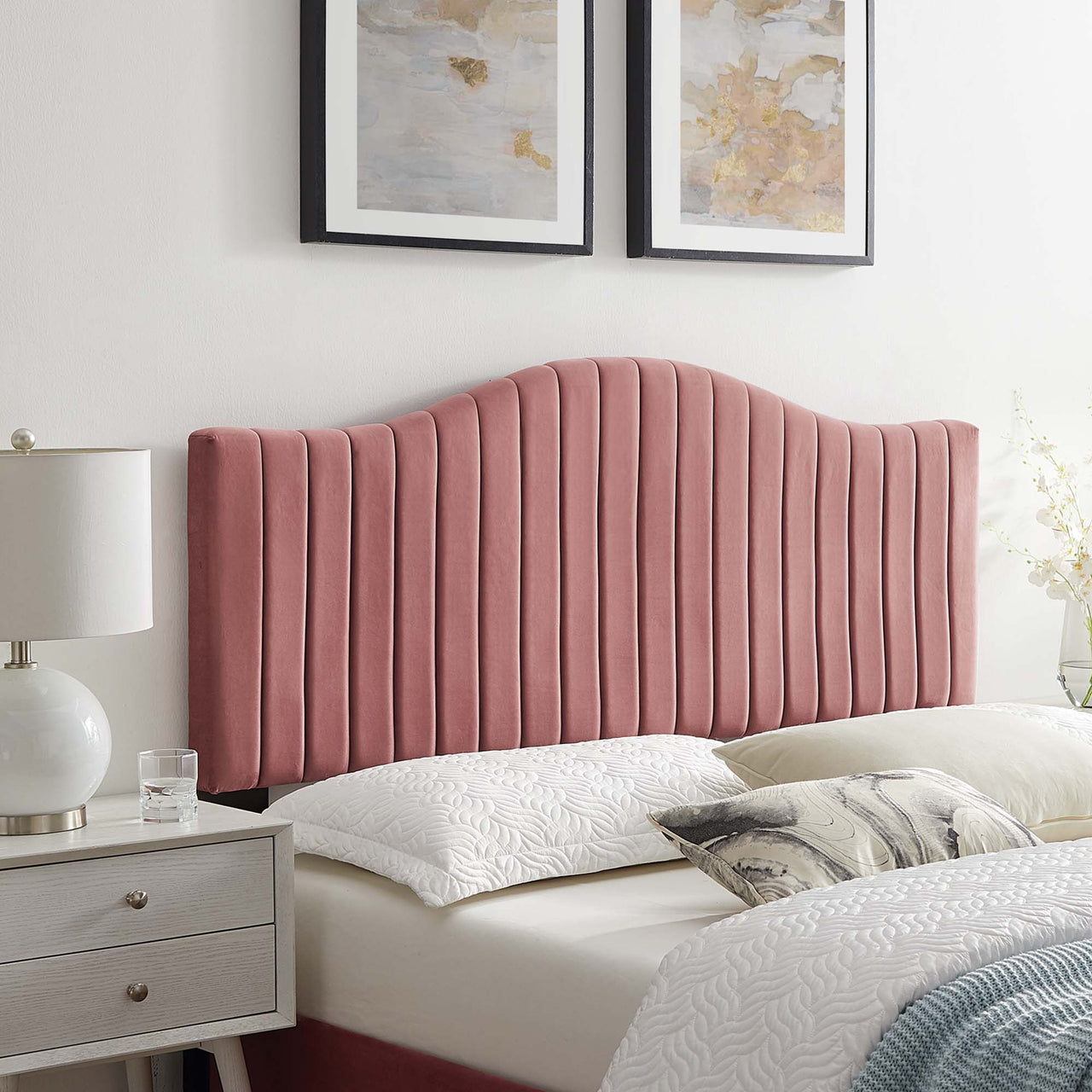 Bree Velvet King | California King Headboard, Dusty Rose