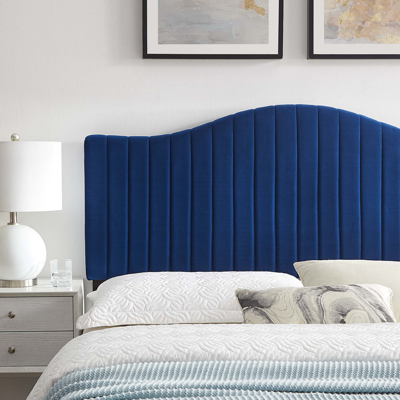 Bree Velvet King | California King Headboard, Navy
