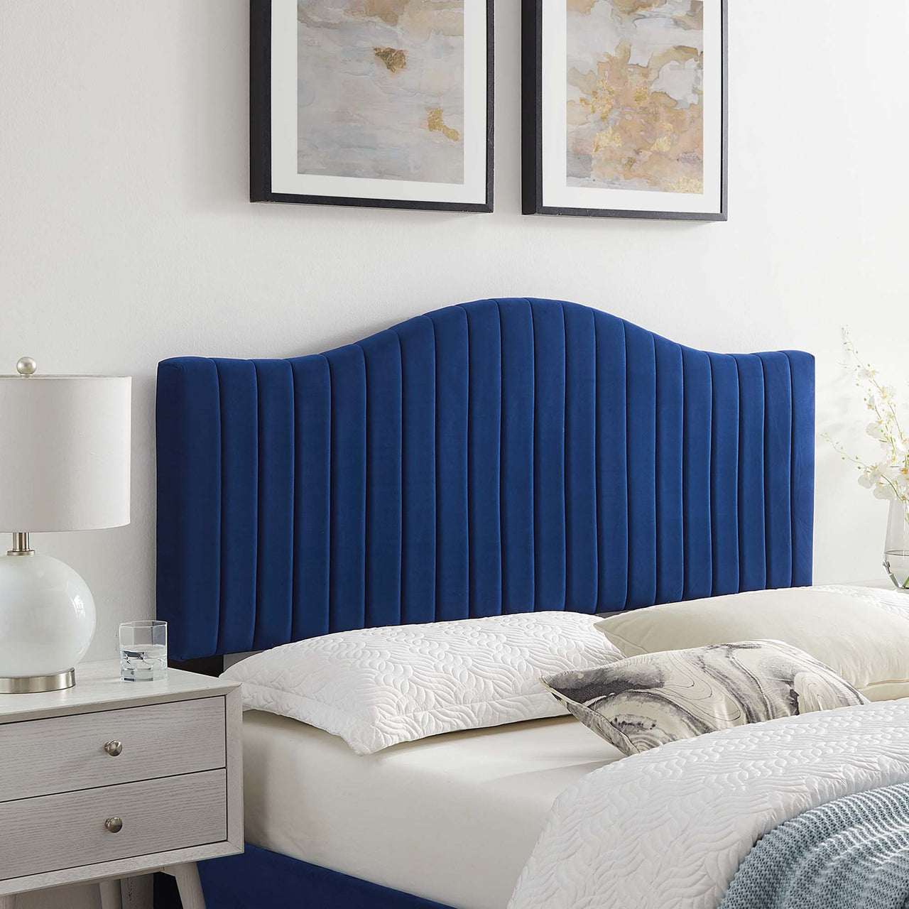 Bree Velvet King | California King Headboard, Navy
