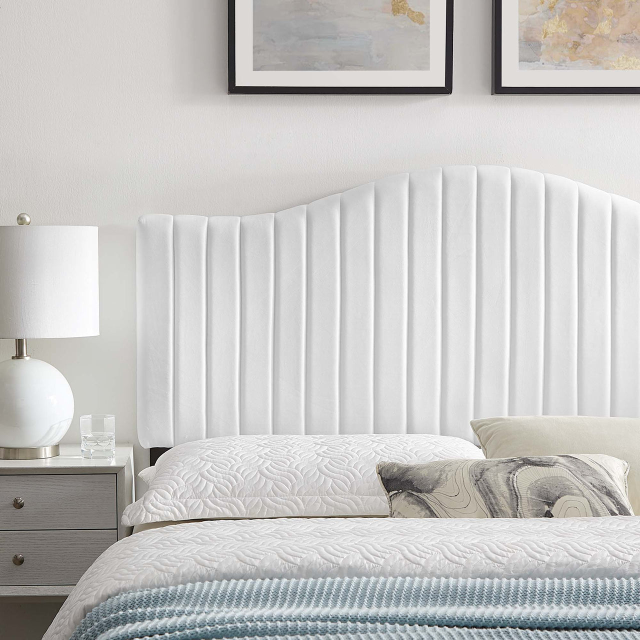 Bree Velvet King | California King Headboard, White