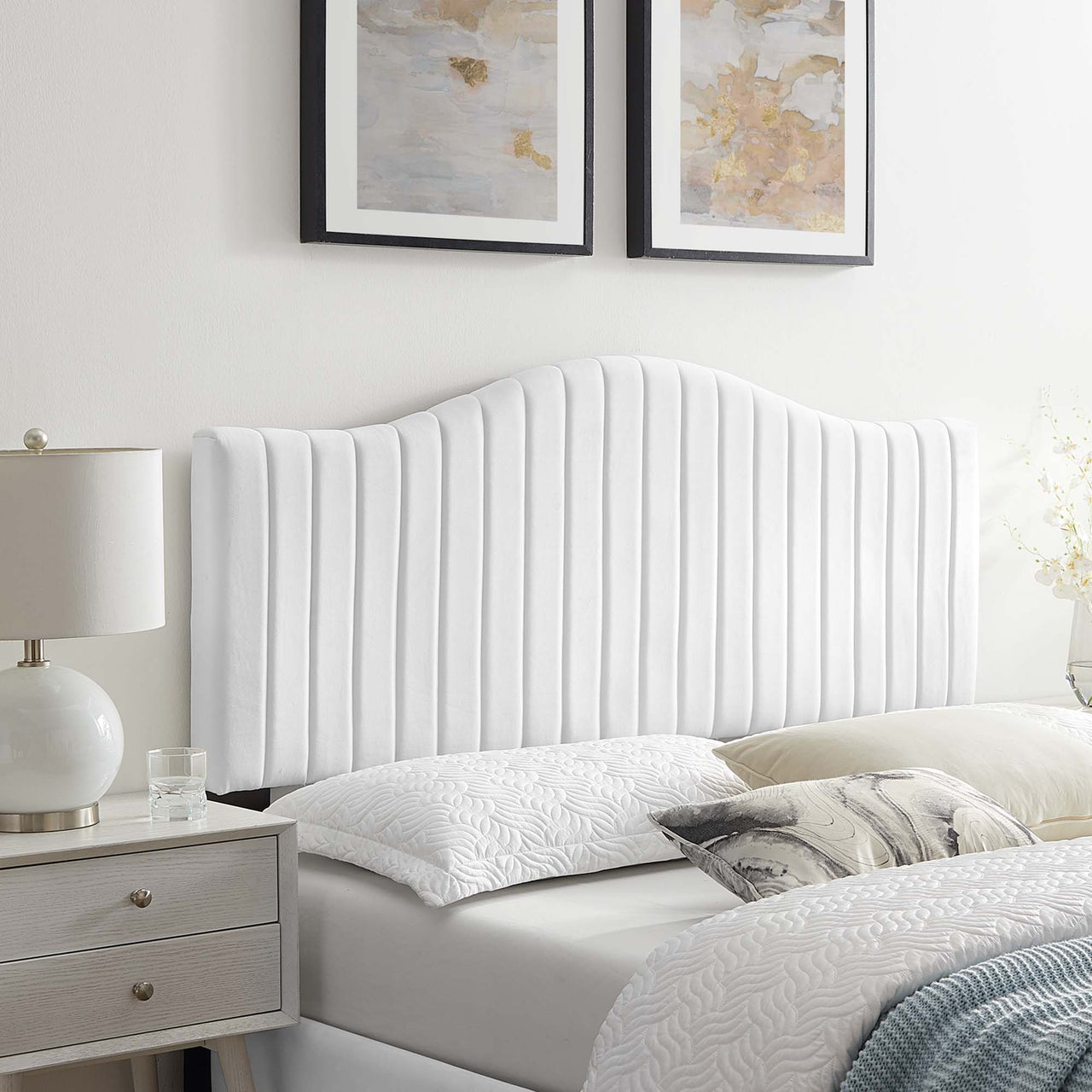 Bree Velvet King | California King Headboard, White