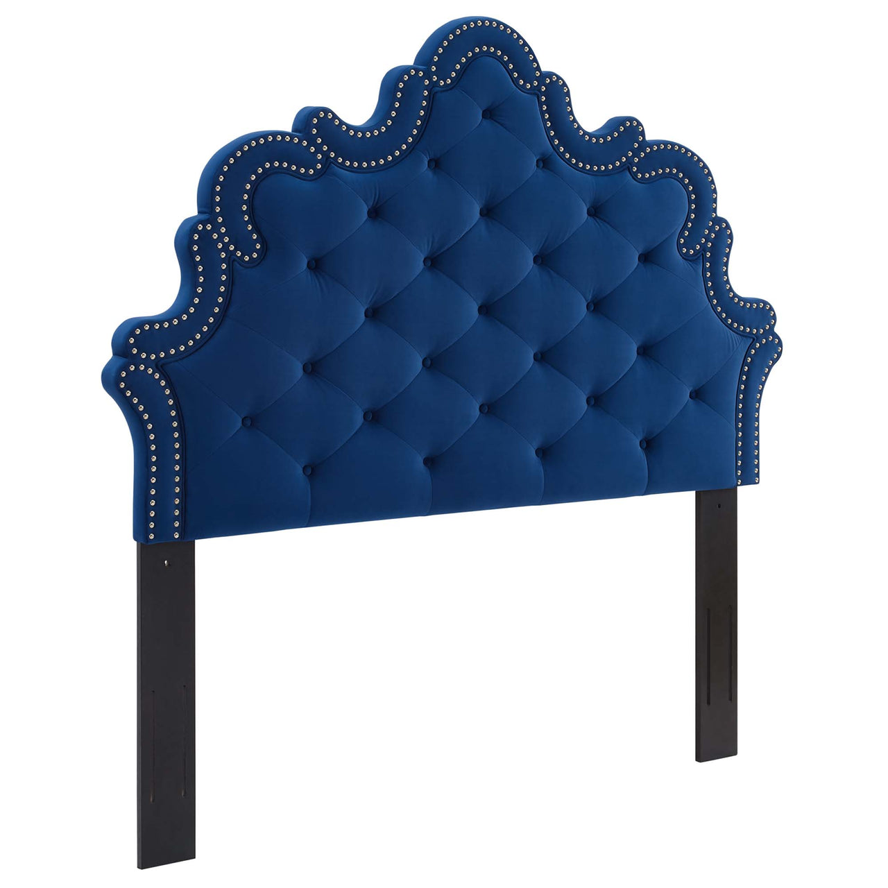 Prevana Upholstered Velvet Twin Headboard, Navy
