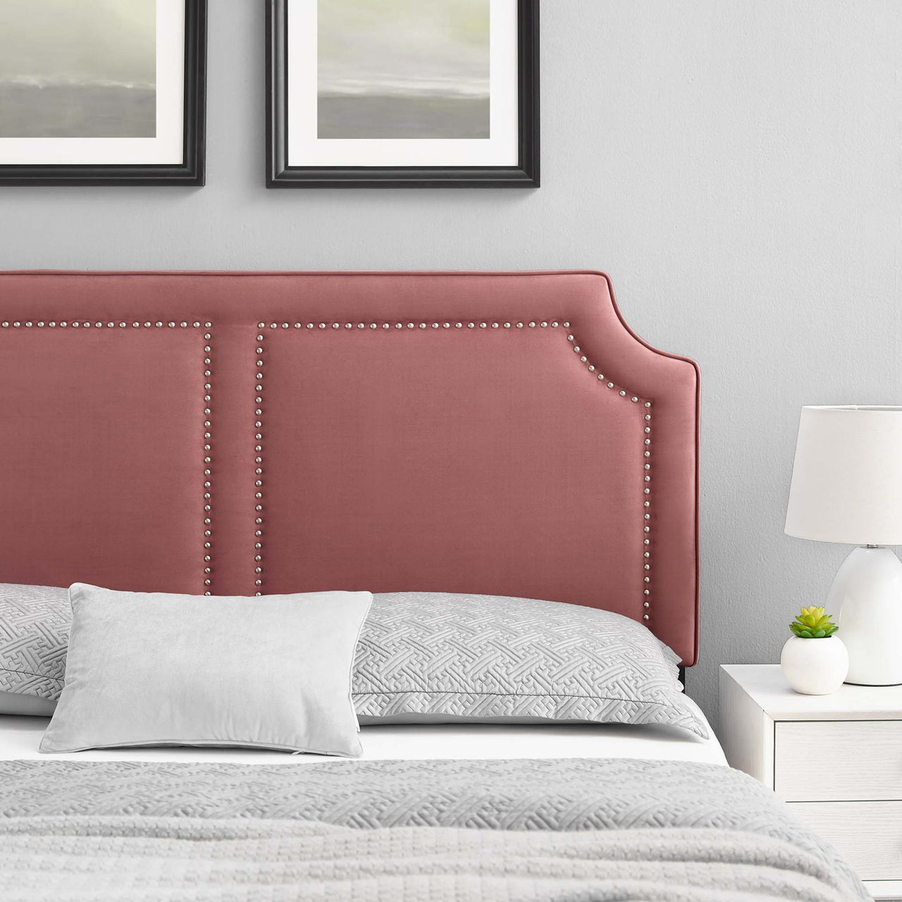 Selina Upholstered Velvet King | California King Headboard, Dusty Rose