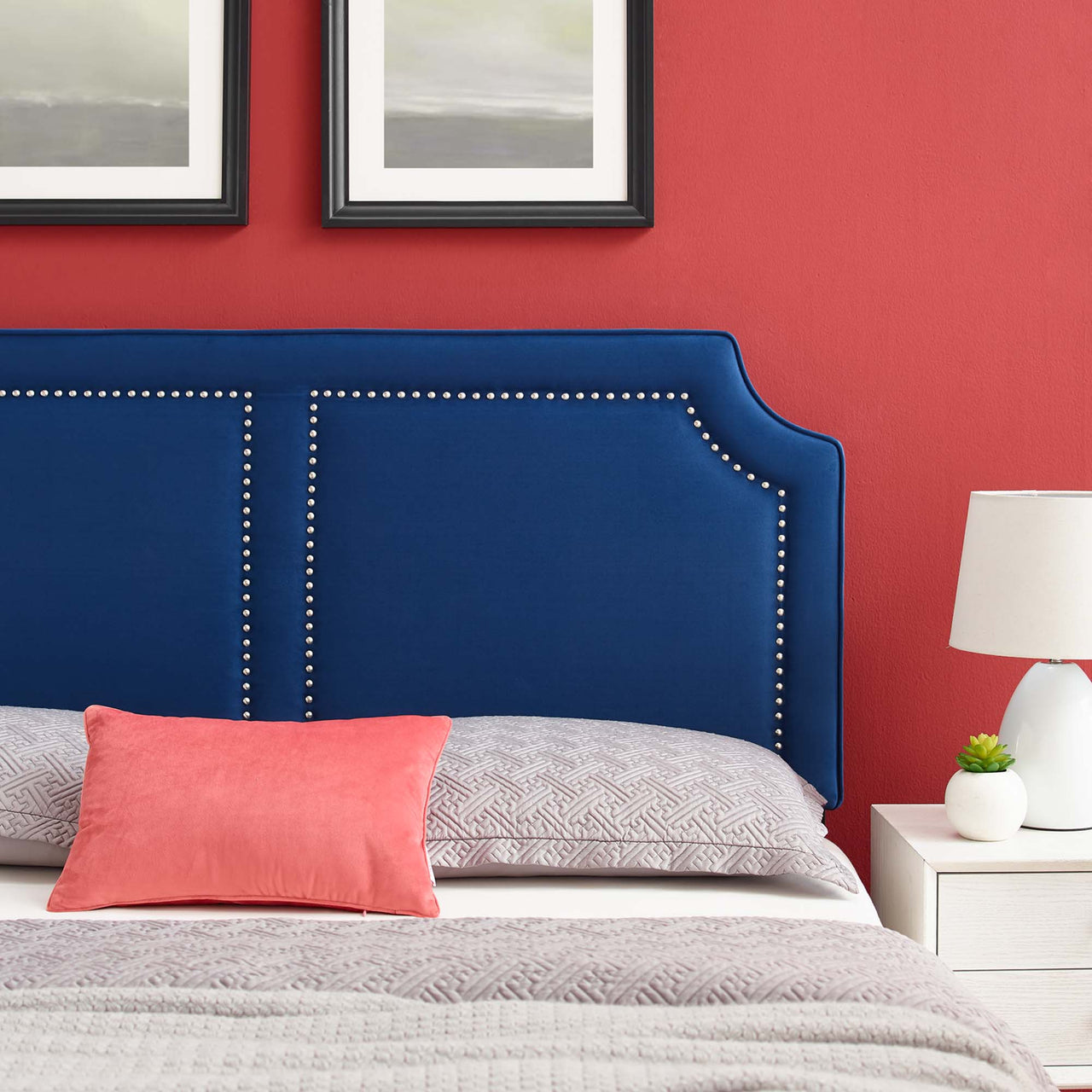 Selina Upholstered Velvet King | California King Headboard, Navy