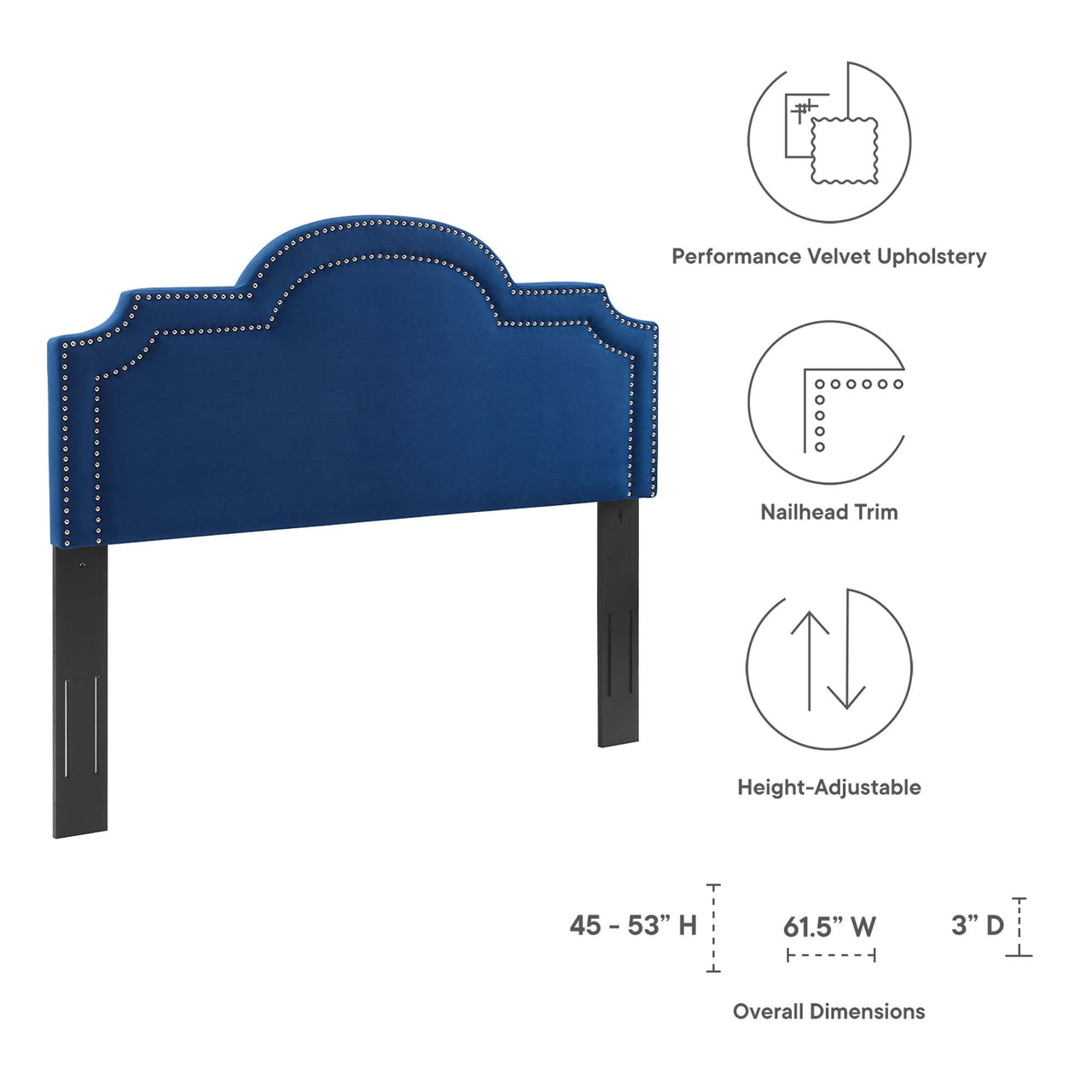 Belle Velvet Full | Queen Headboard, Navy
