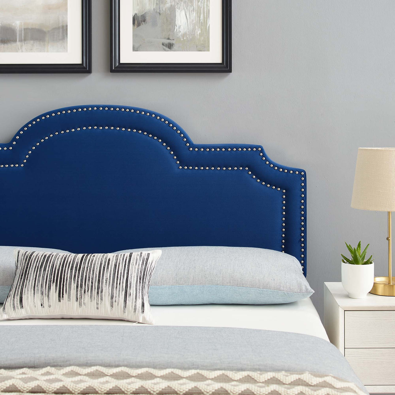 Belle Velvet Full | Queen Headboard, Navy