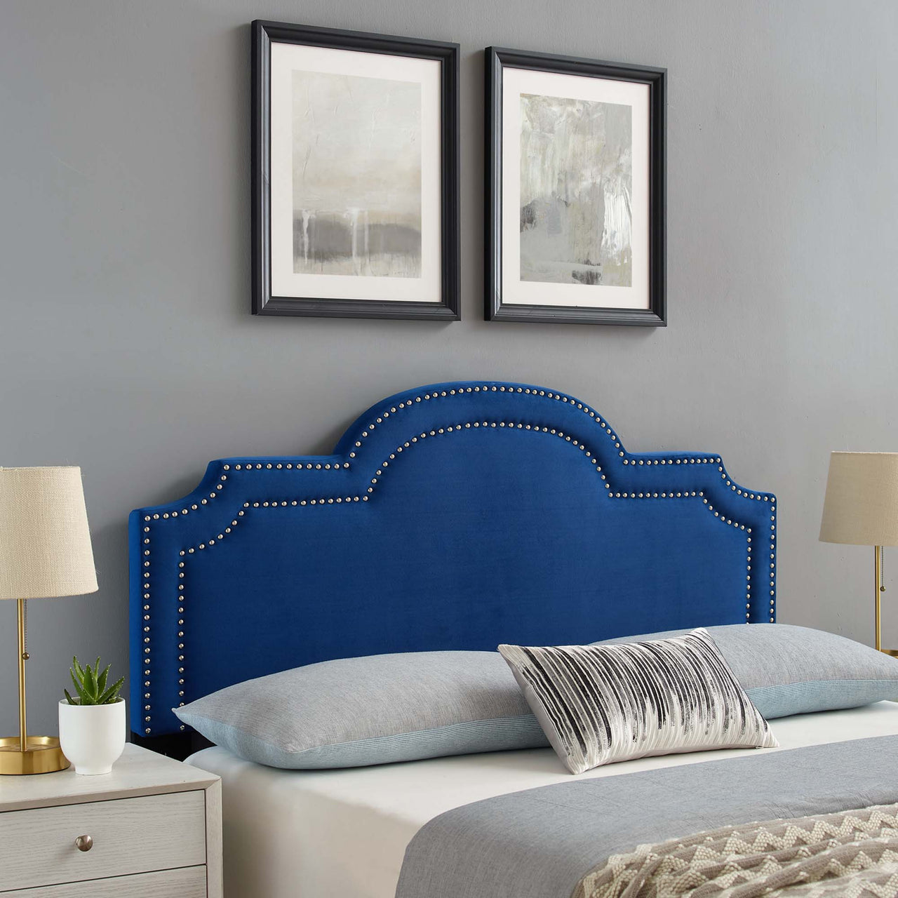 Belle Velvet Full | Queen Headboard, Navy