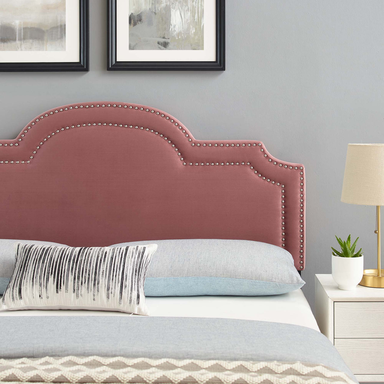 Belle Velvet King | California King Headboard, Dusty Rose