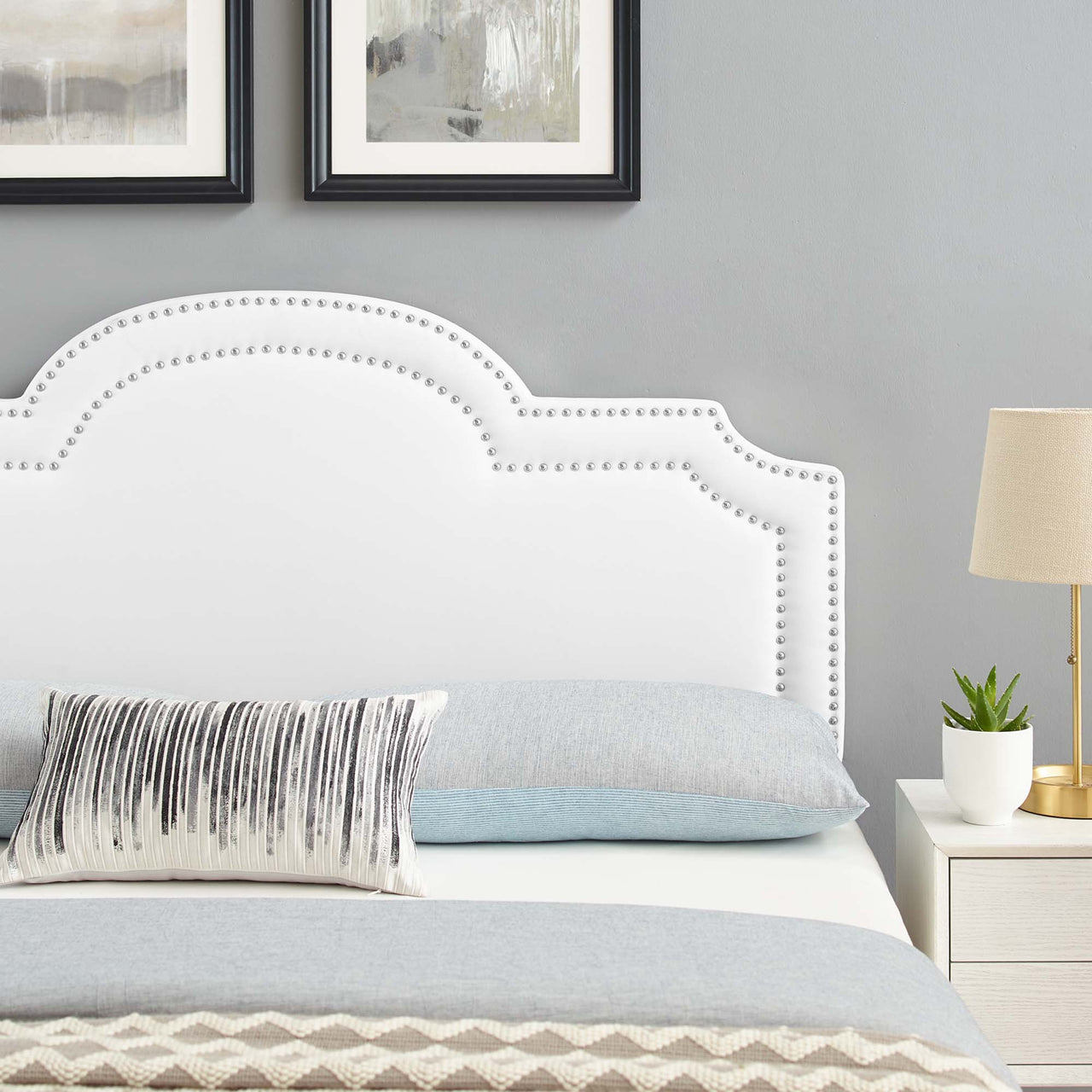 Belle Velvet King | California King Headboard, White