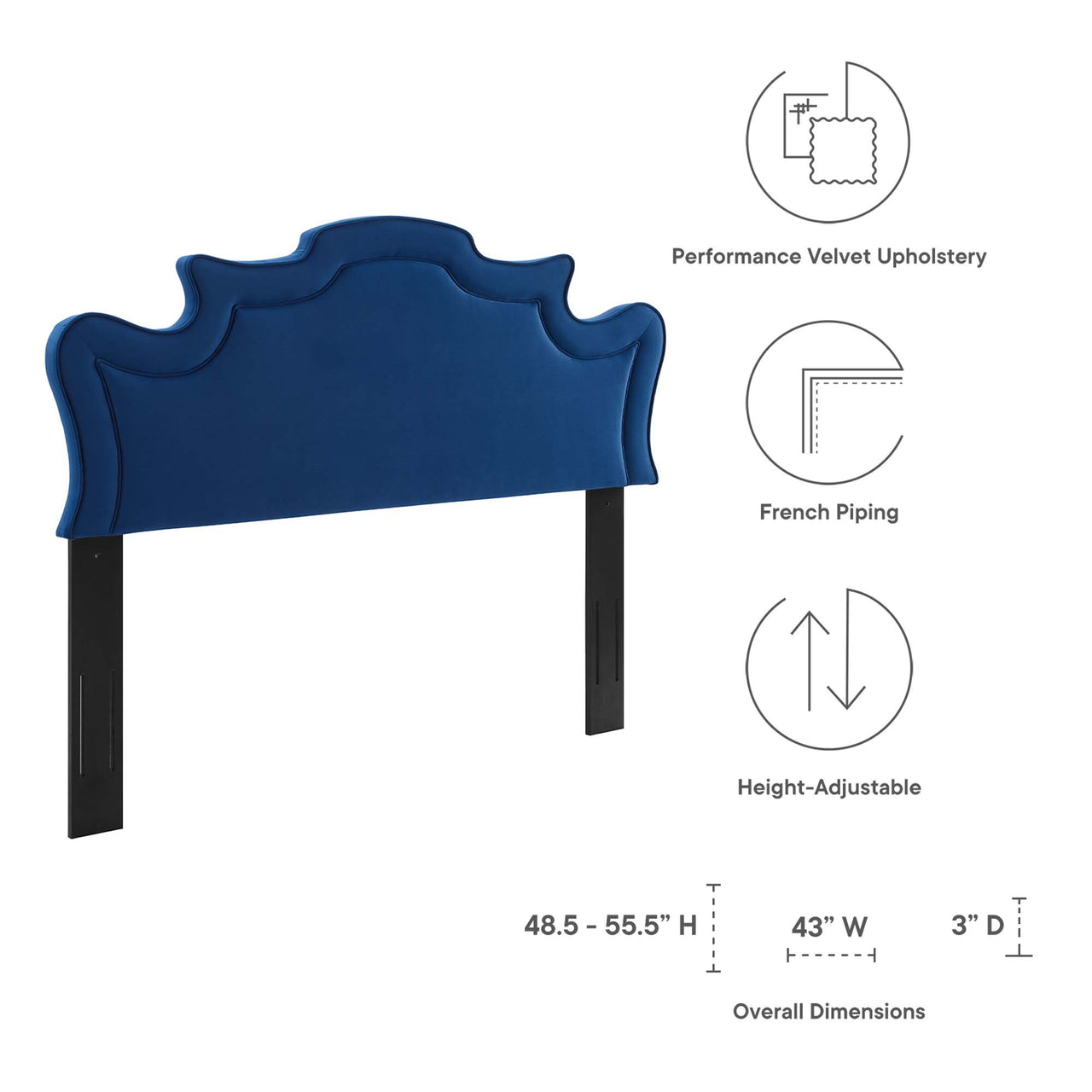 Seraph Velvet Twin Headboard, Navy