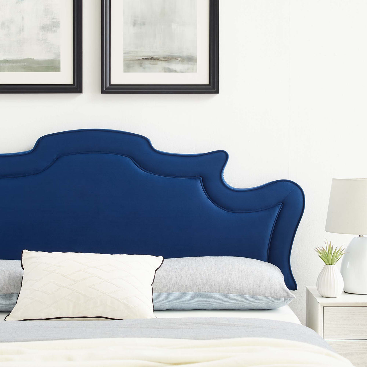 Seraph Velvet Twin Headboard, Navy