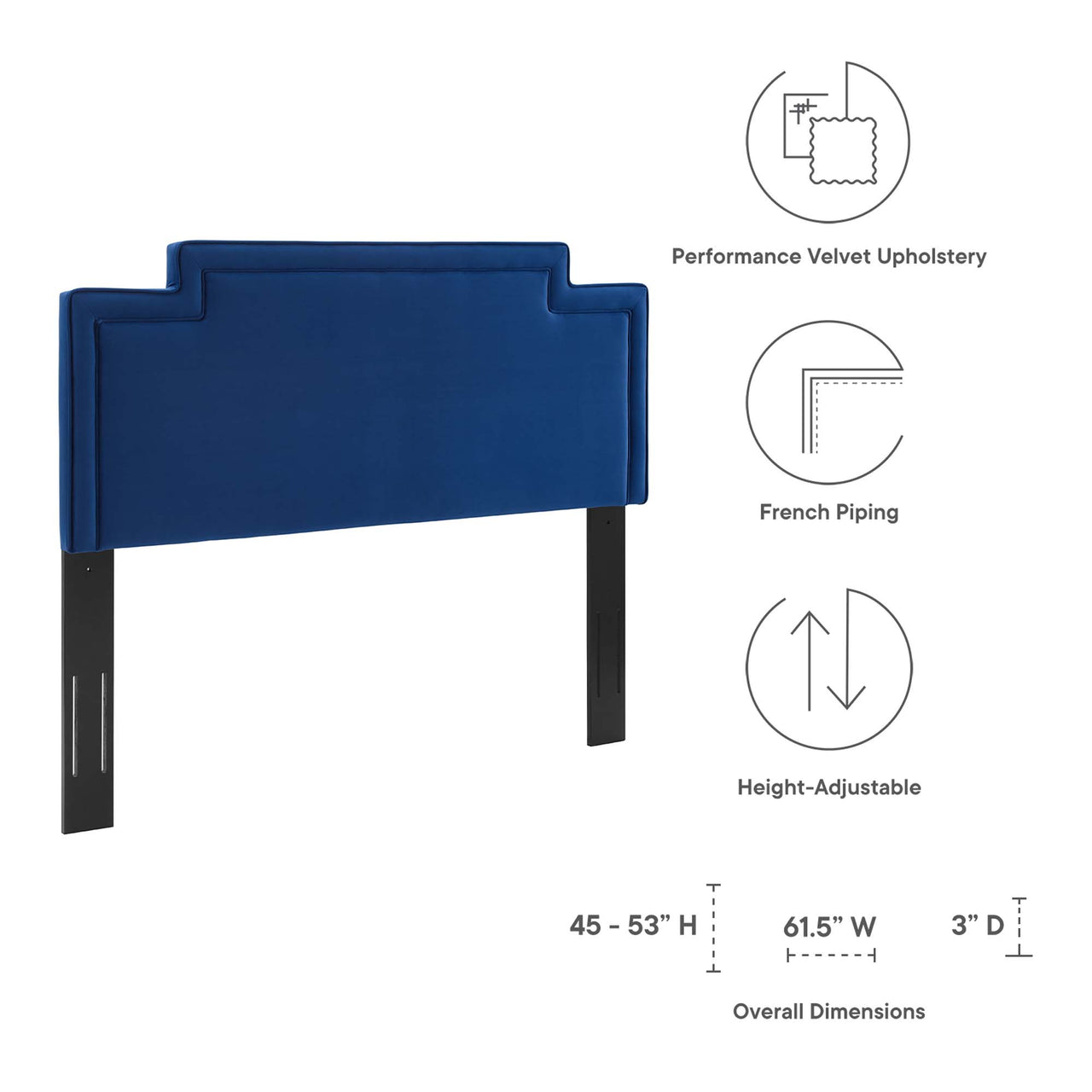 Veil Velvet Full | Queen Headboard, Navy