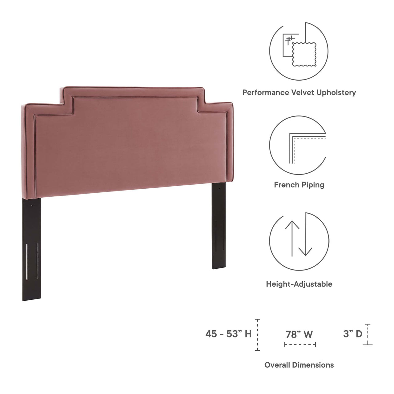 Veil Velvet King | California King Headboard, Dusty Rose