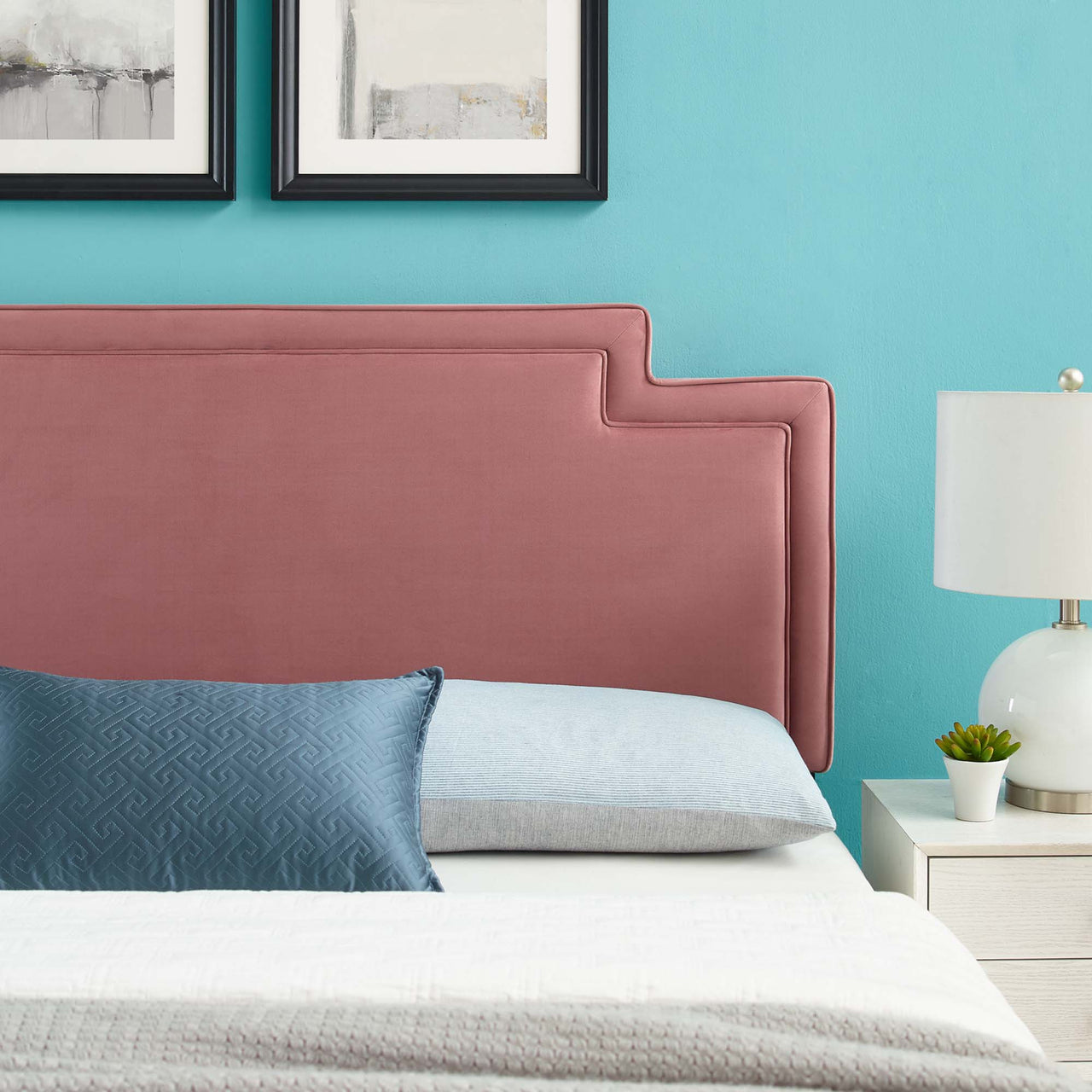 Veil Velvet King | California King Headboard, Dusty Rose