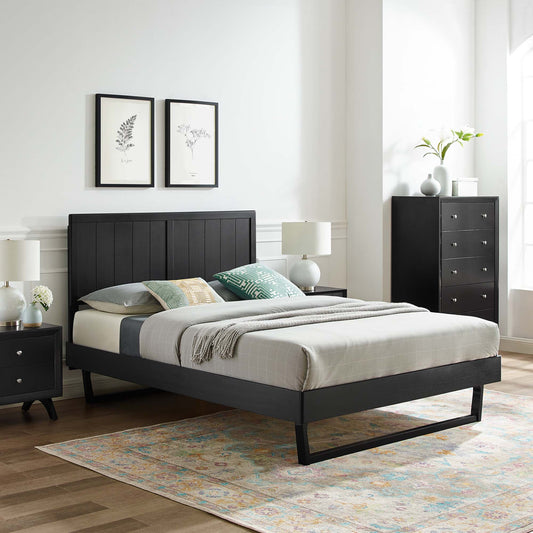 Alvara Full Platform Bed w/ U-Shaped Base, Black