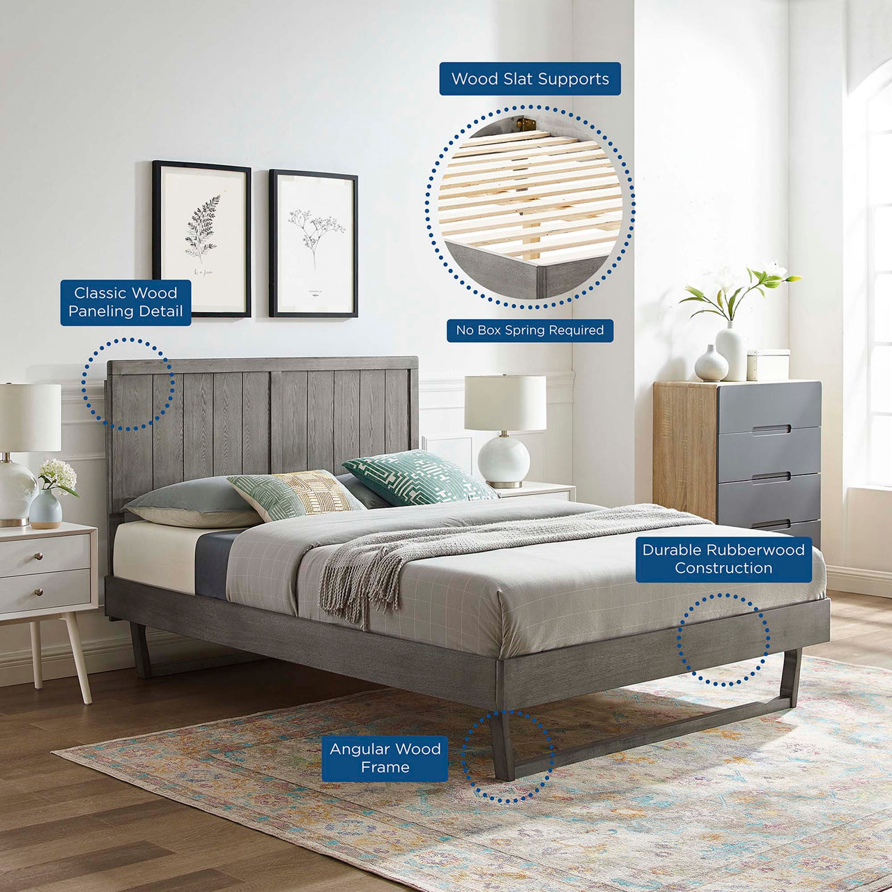 Alvara Full Platform Bed, Gray