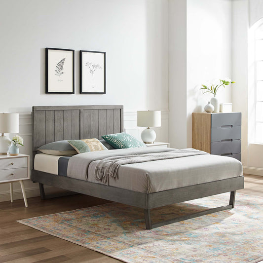 Alvara Full Platform Bed w/ U-Shaped Base, Gray
