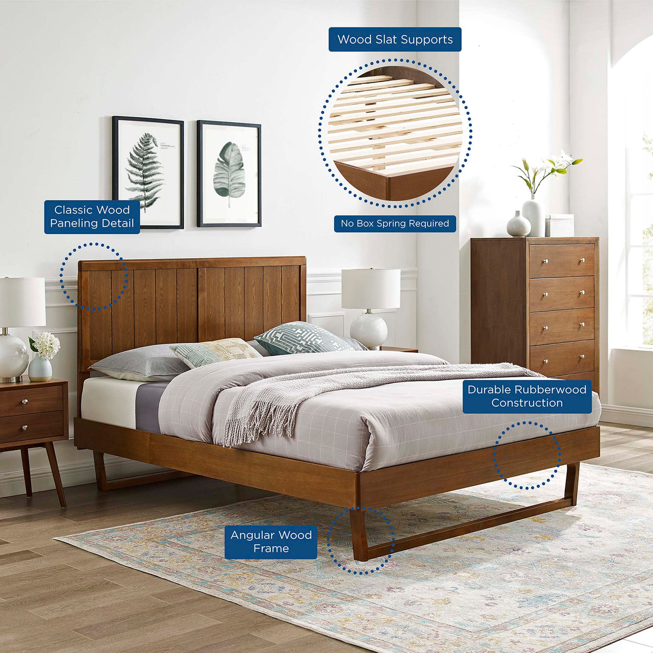 Alvara Full Platform Bed, Walnut