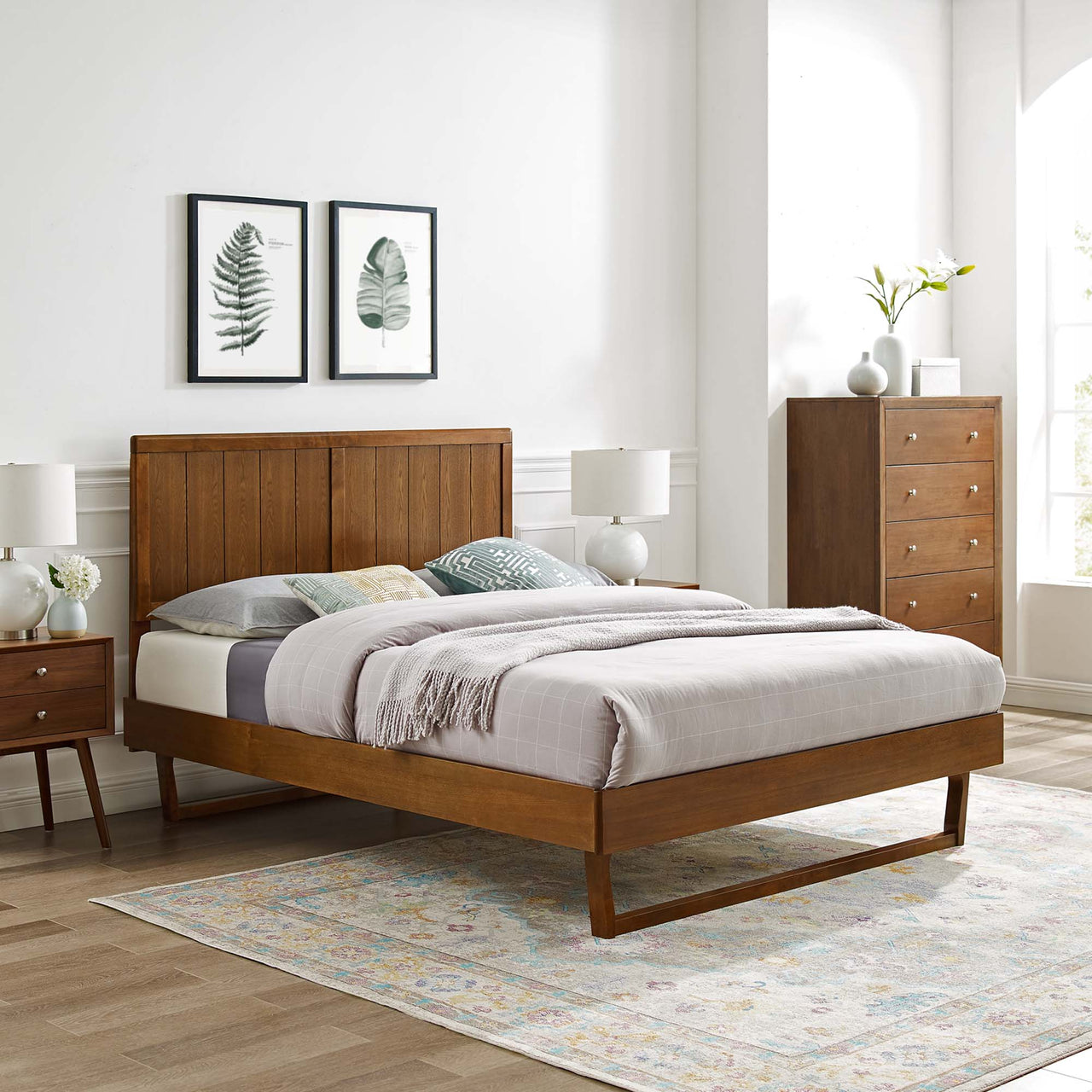 Alvara Full Platform Bed, Walnut