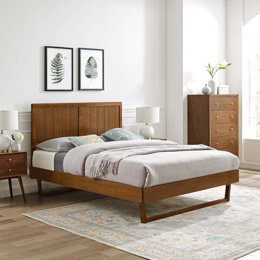 Alvara Full Platform Bed w/ U-Shaped Base, Walnut