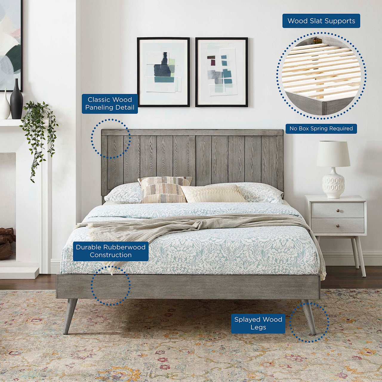 Alvara Full Platform Bed, Gray