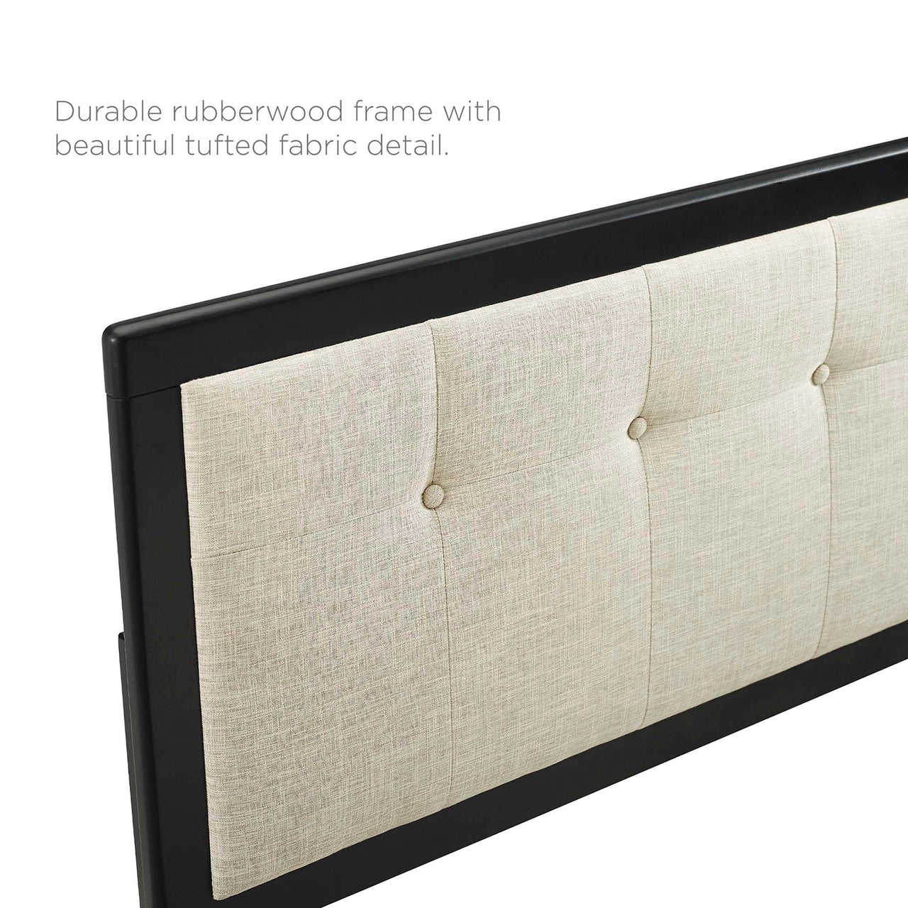 Weslow Button-Tufted King Platform Bed, Black & Beige
