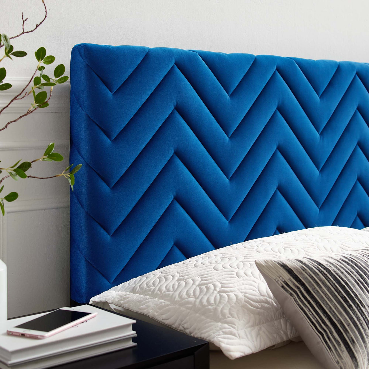 Wayfinder Velvet Twin Headboard, Navy