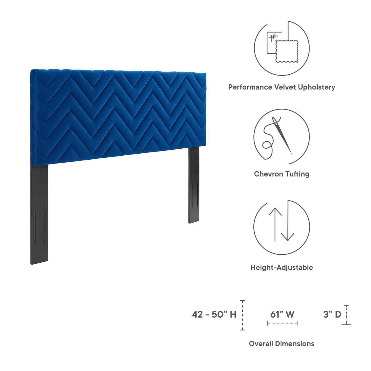 Wayfinder Velvet Full | Queen Headboard, Navy