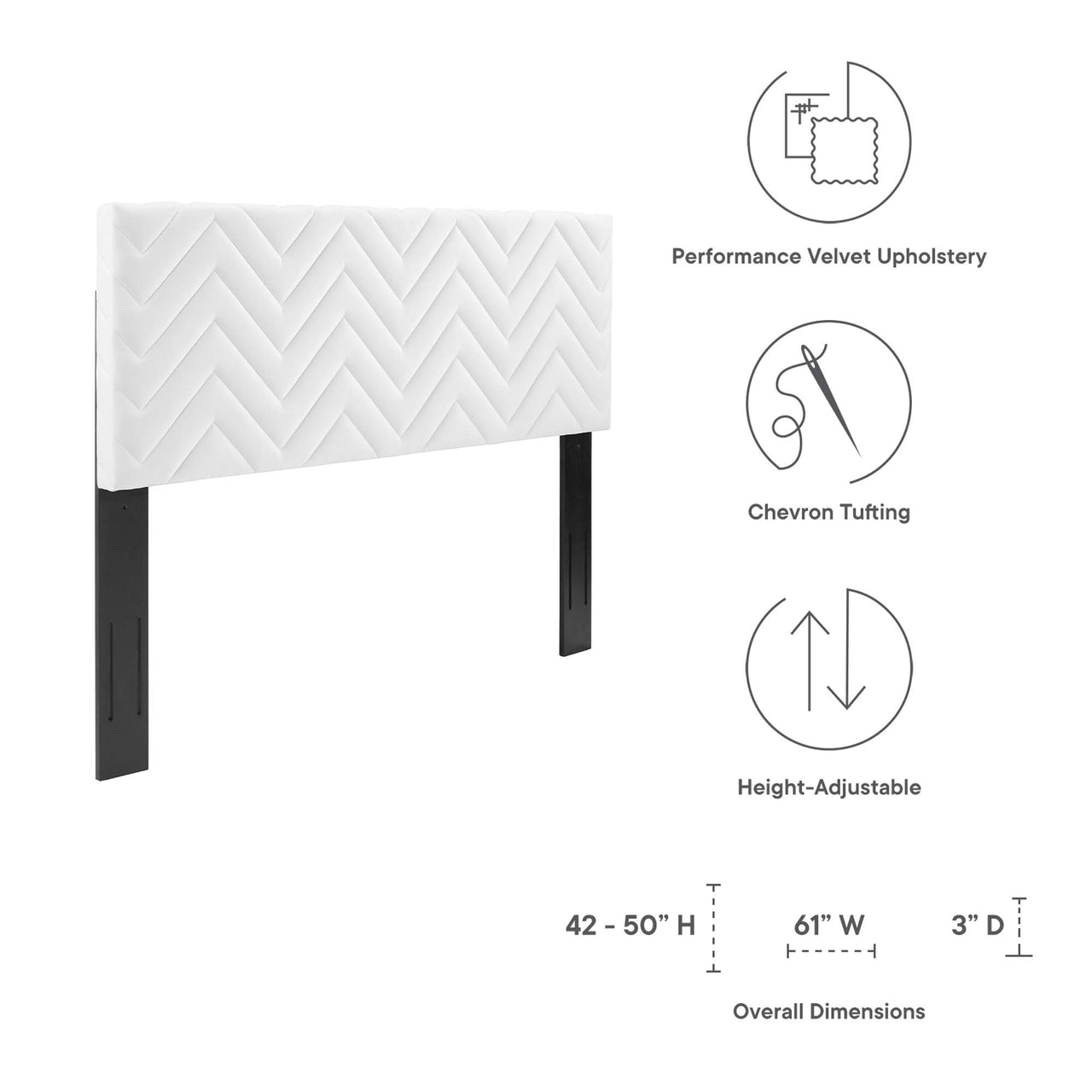 Wayfinder Velvet Full | Queen Headboard, White