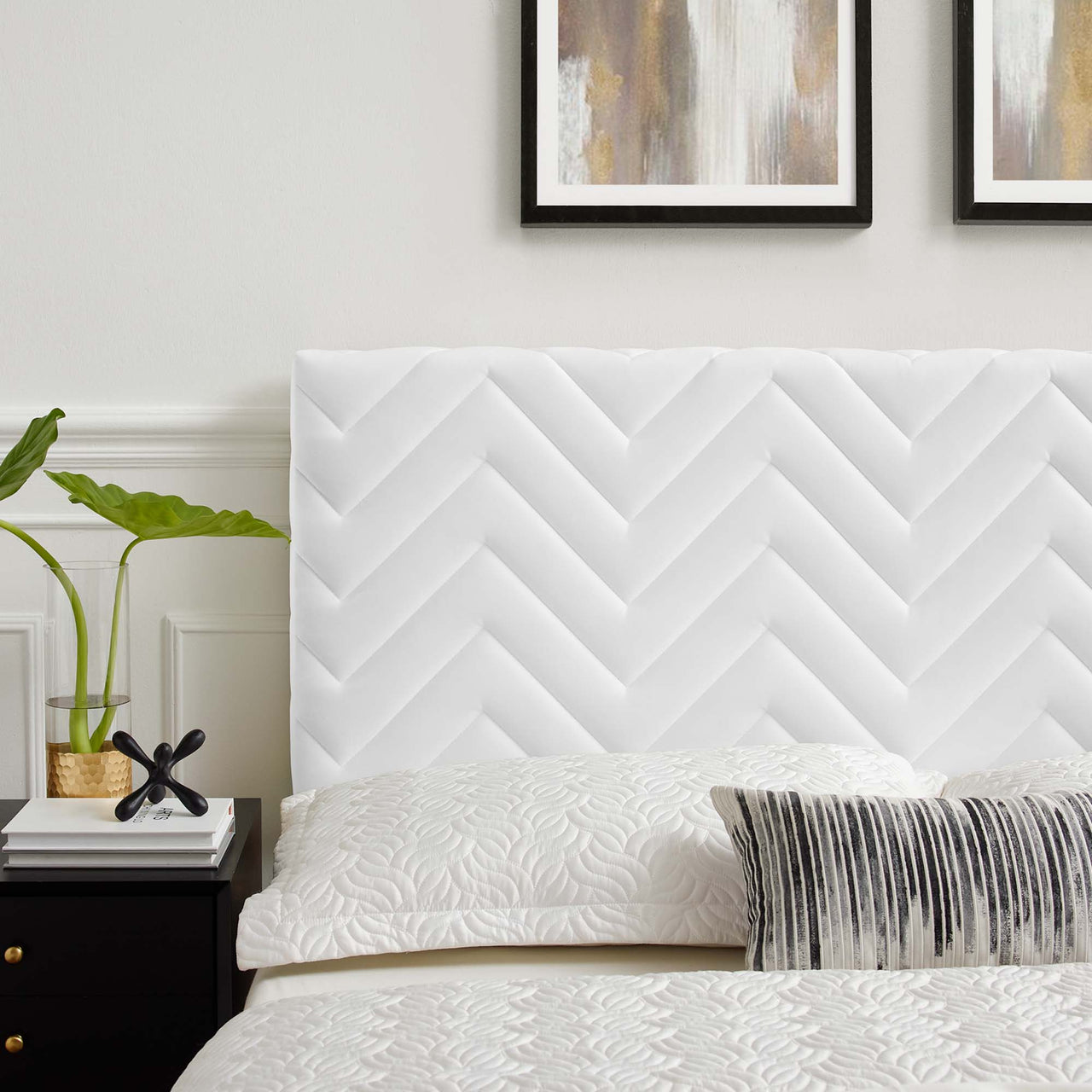 Wayfinder Velvet Full | Queen Headboard, White