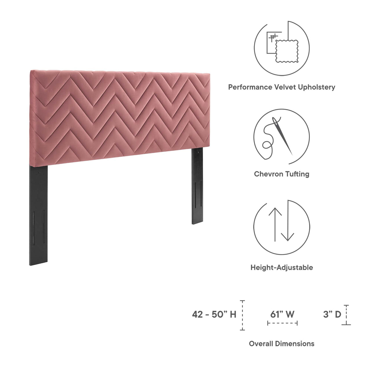 Wayfinder Velvet King | California King Headboard, Dusty Rose