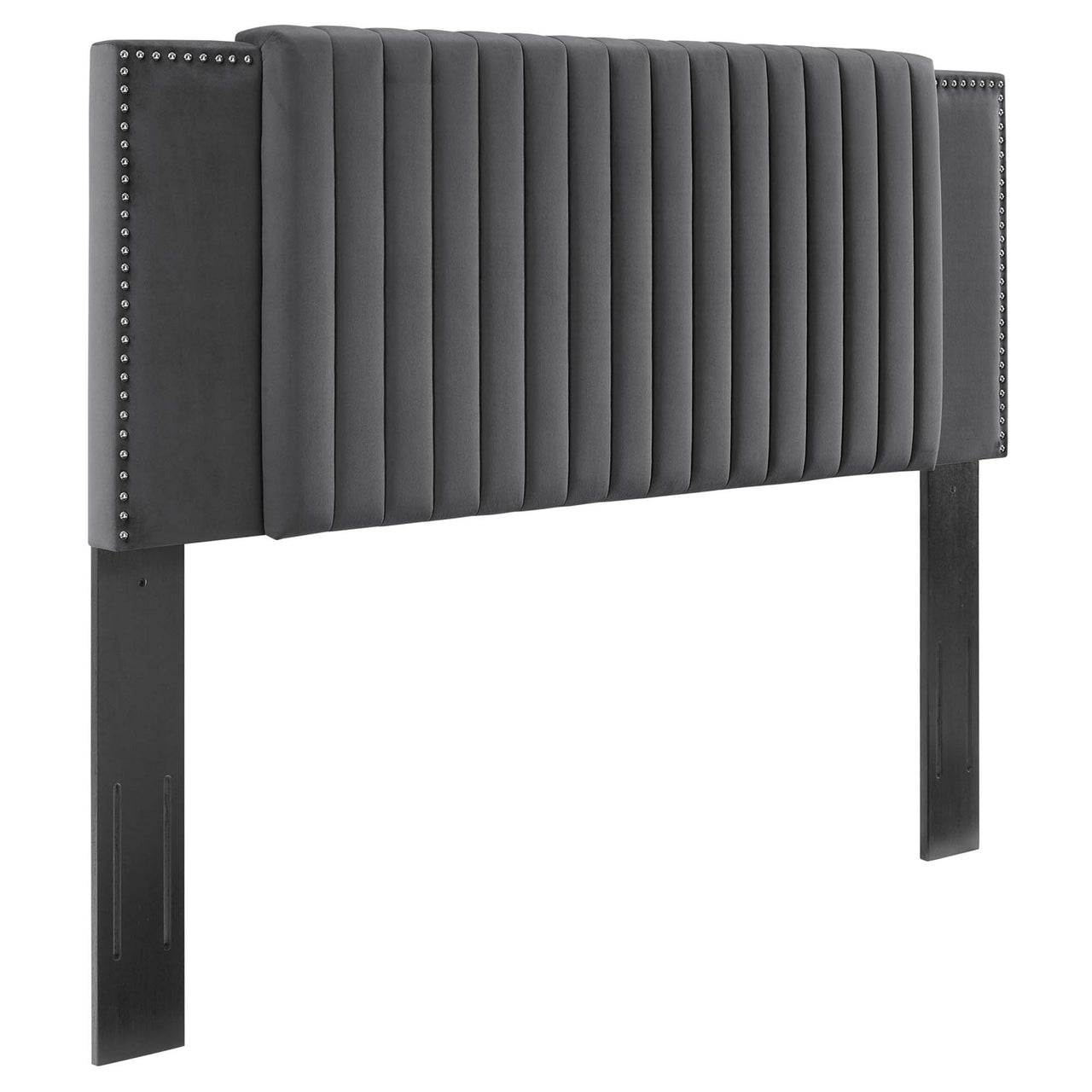 Tressa Upholstered Velvet Twin Headboard, Charcoal