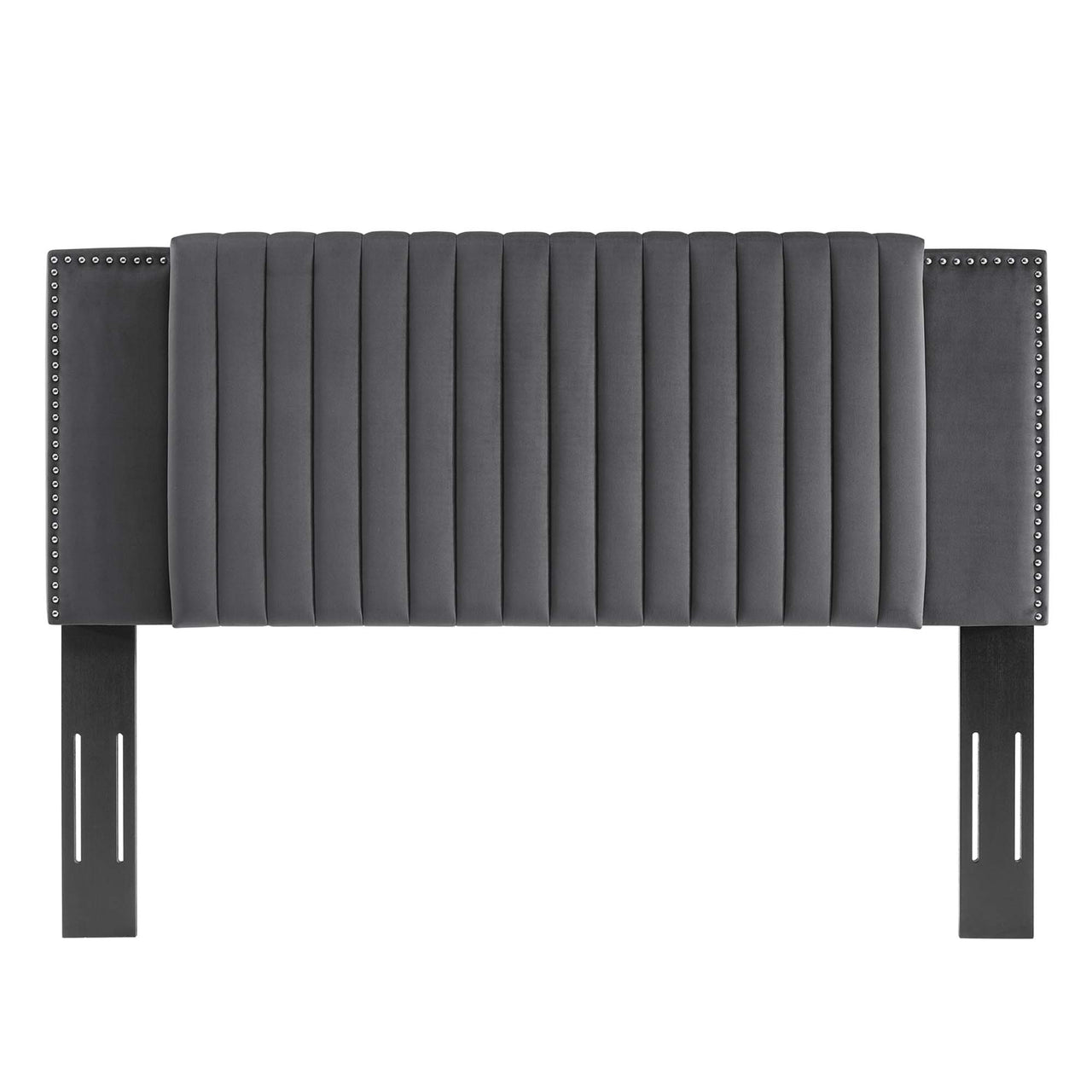 Tressa Upholstered Velvet Twin Headboard, Charcoal