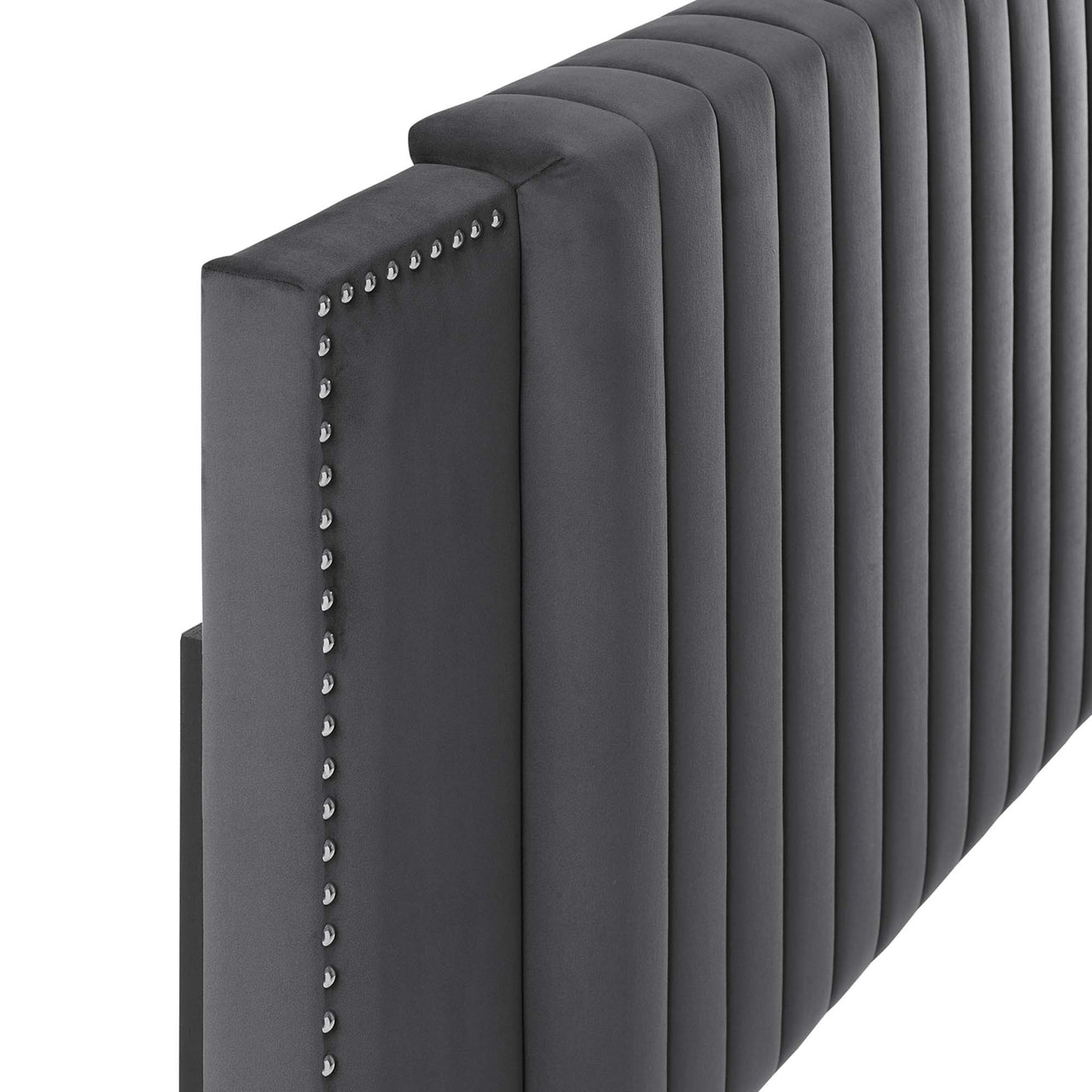 Tressa Upholstered Velvet Twin Headboard, Charcoal