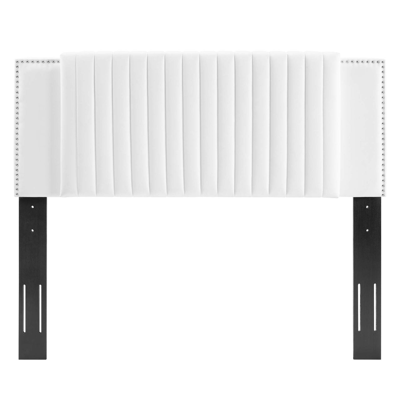 Tressa Upholstered Velvet Twin Headboard, White