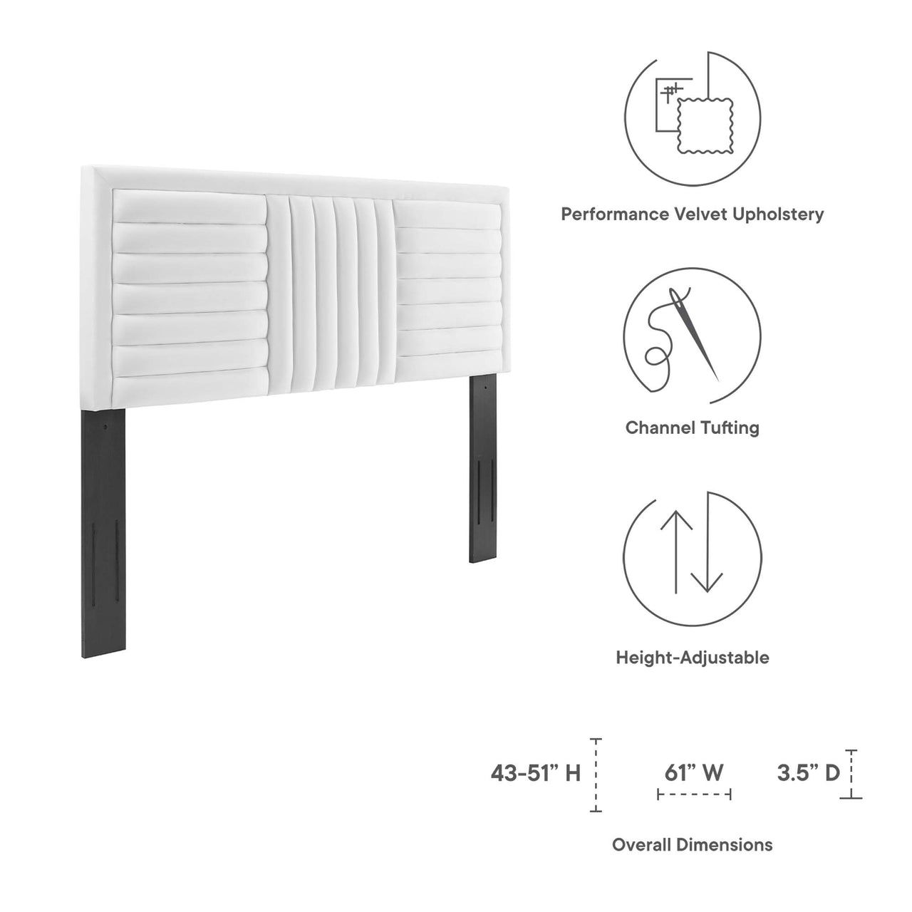 Mirielle Velvet Full | Queen Headboard, White