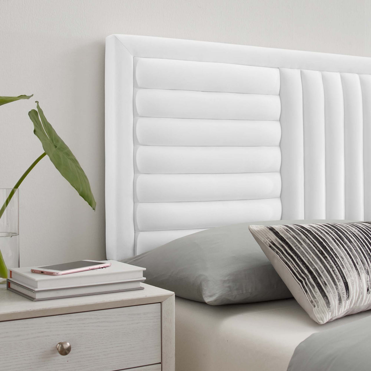 Mirielle Velvet Full | Queen Headboard, White