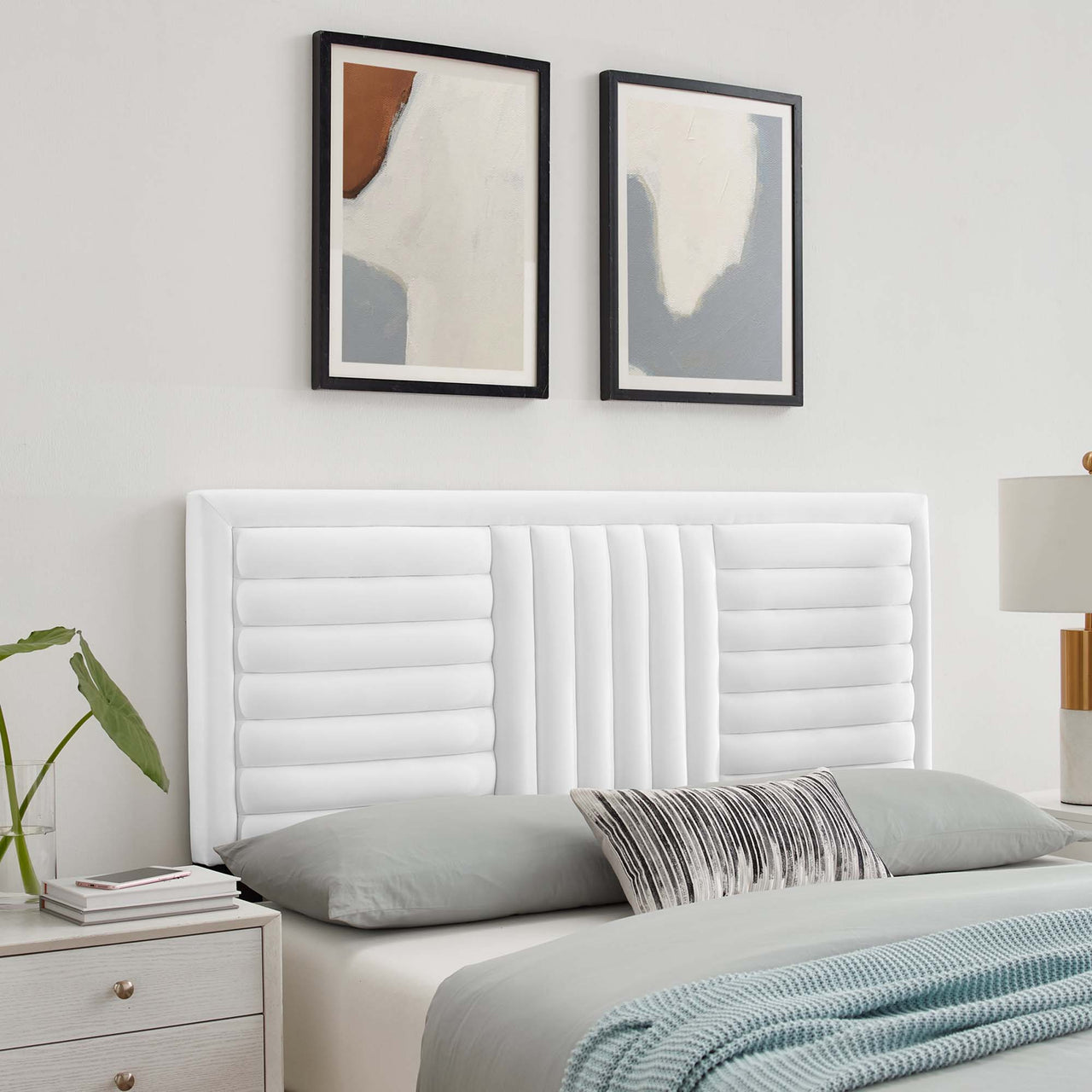 Mirielle Velvet King | California King Headboard, White