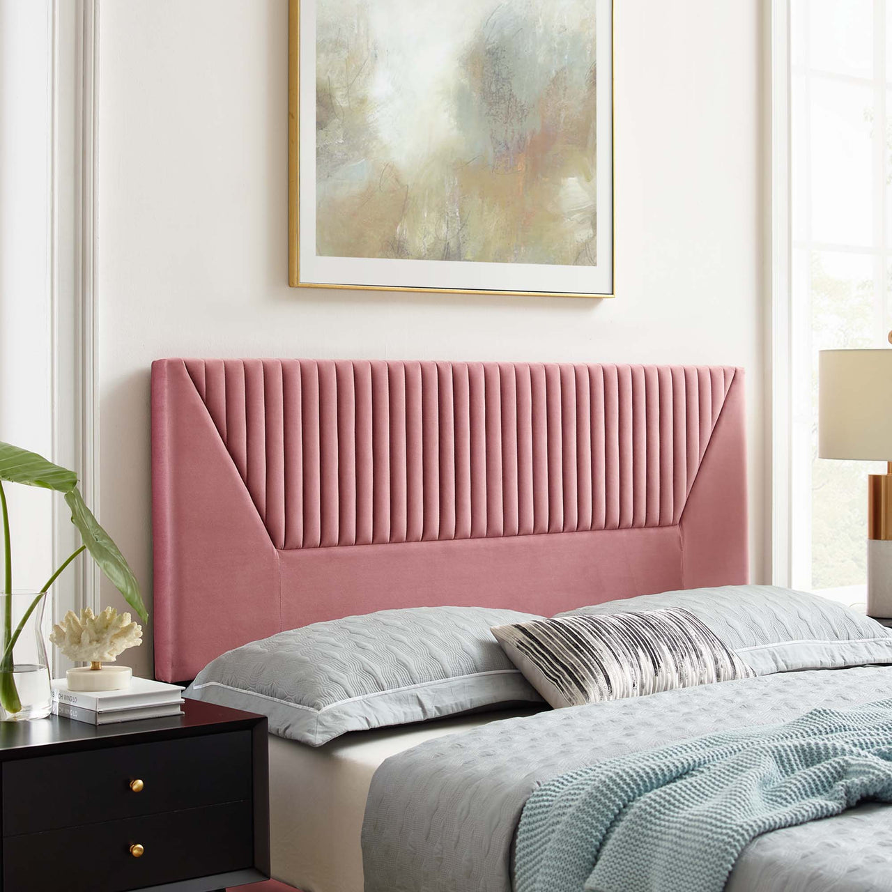 Pierce Velvet Full | Queen Headboard, Dusty Rose