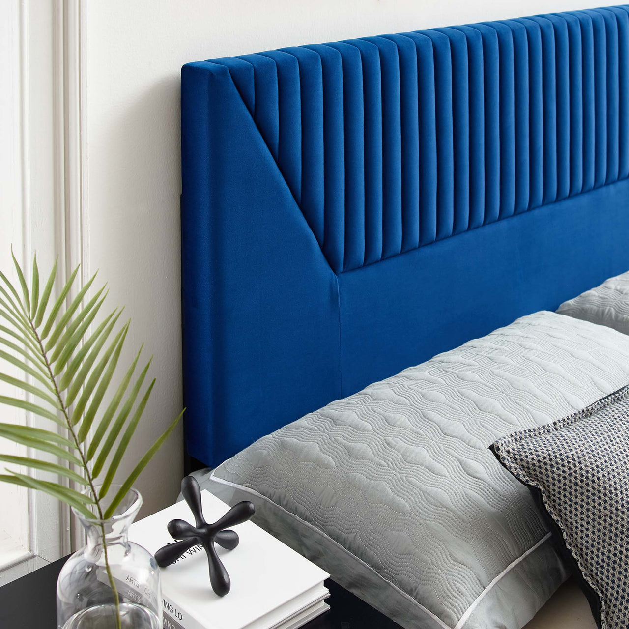 Pierce Velvet Full | Queen Headboard, Navy