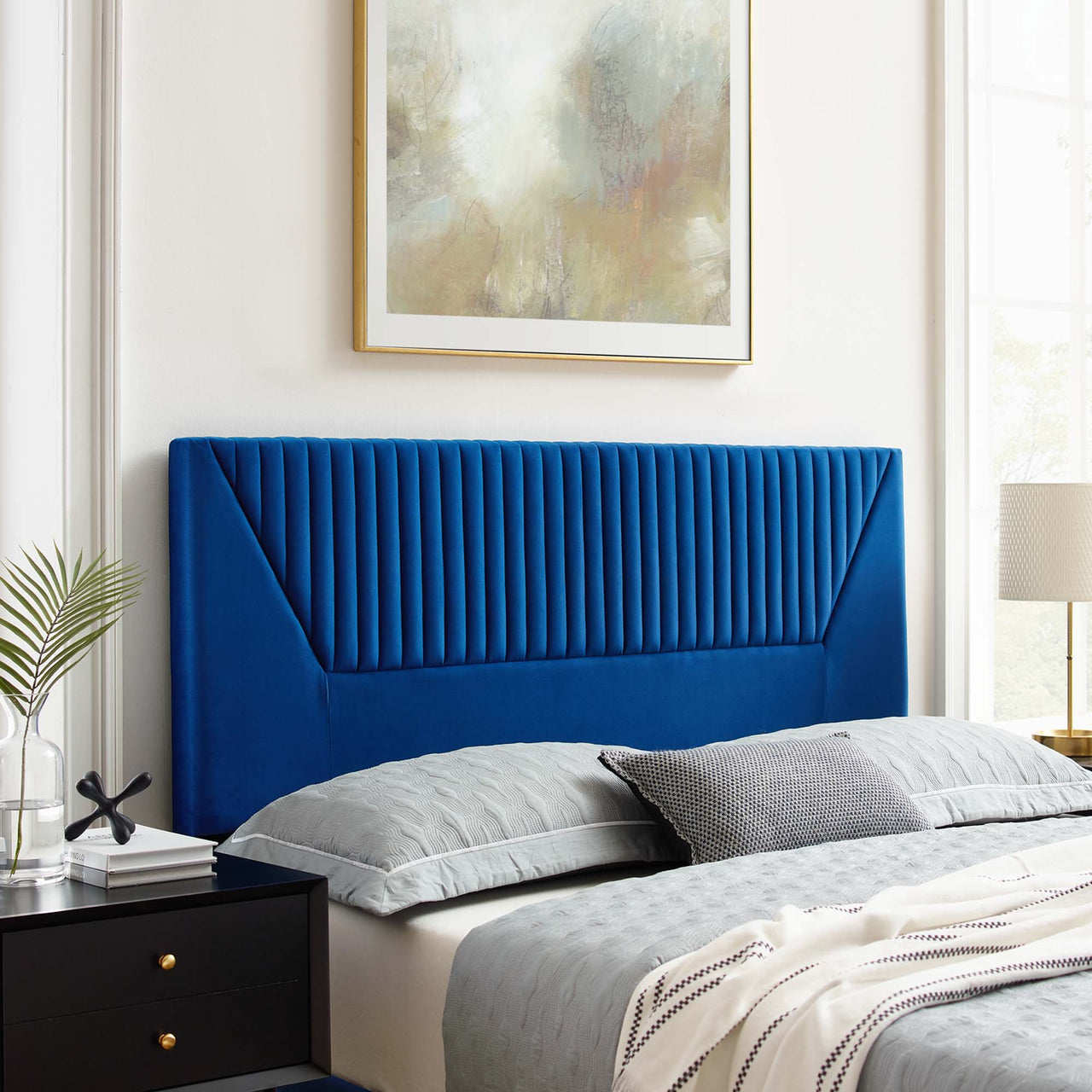 Pierce Velvet Full | Queen Headboard, Navy